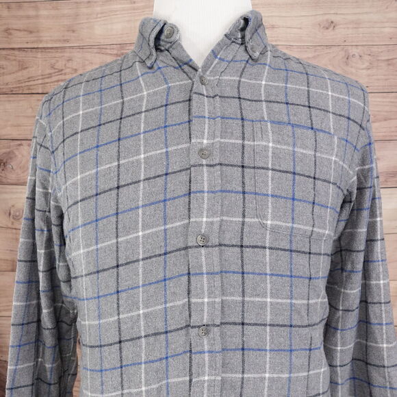 CROFT & BARROW GREY CHECK FLANNEL BUTTON DOWN SHIRT MENS SIZE M MEDIUM - Picture 1 of 6